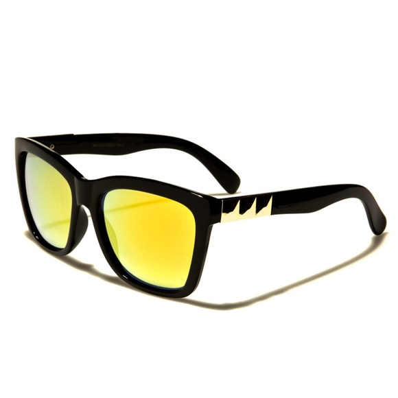 MBM Unlimited Accessories - Mirrored Square Sunglasses Orange Gold Studs